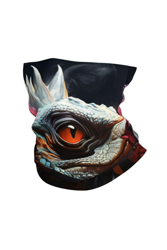 Bandana Face Mask Headwear Neck Gaiter Dust Wind Scarf Balaclava - Iguana Smoke art