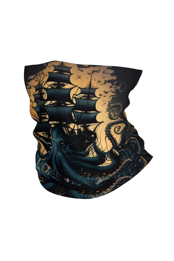 Bandana Face Mask Headwear Neck Gaiter Dust Wind Scarf Balaclava - Kraken Octopus Tentacles Retro boat