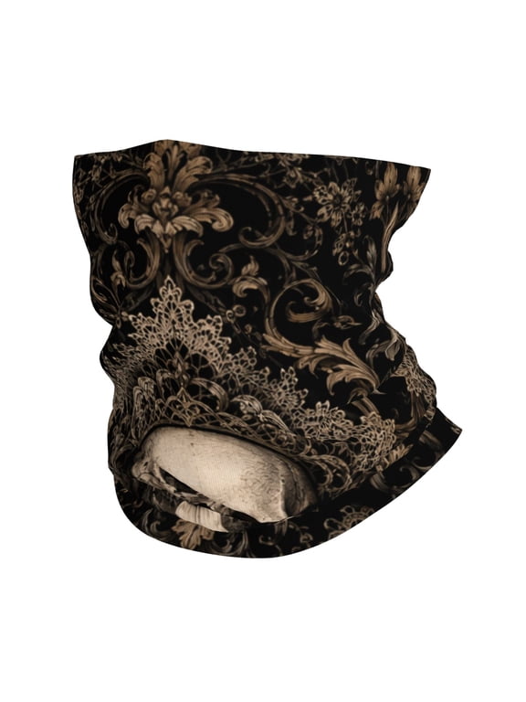 Bandana Face Mask Headwear Neck Gaiter Dust Wind Scarf Balaclava - Symmetrical Gothic Skull Motif