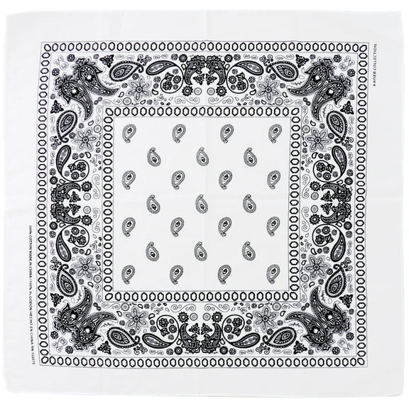 Bandana Face Protection Paisley Print 100% Cotton Head Wrap Face Mask White