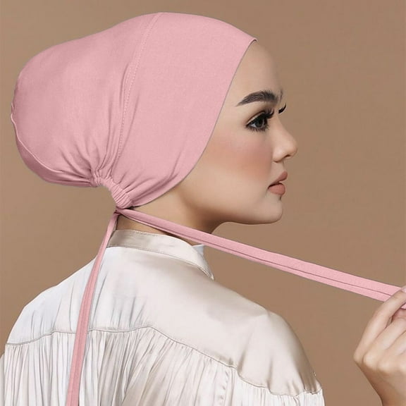 Bandana Headband, Pink Casual Solid Color Multicolor Elastic Bottom Muslim Hijab, Bandana Headbands for Women, One Size, Hair Bandanas for Women, Bandana Beanie for Women