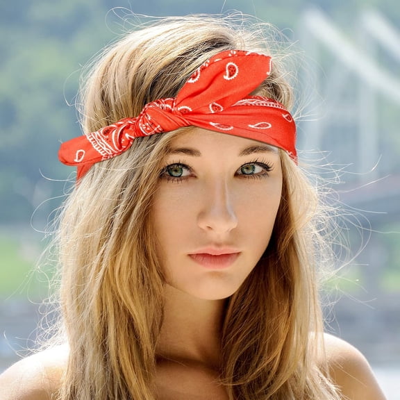 Bandana Headband for Women Paisley Hair Bandanas Boho Bow Headbands Elastic Knot Head Wrap Hair Accessories