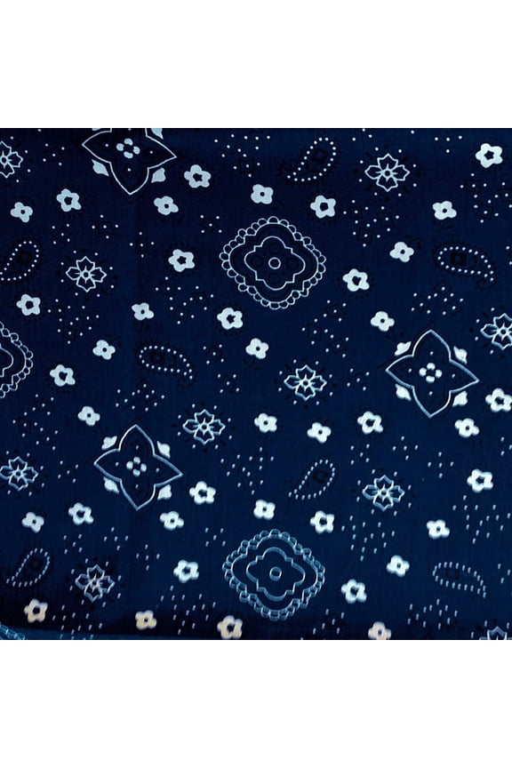 Bandana Navy Poly Cotton Inch Wide Fabric by The Yard (F.E.