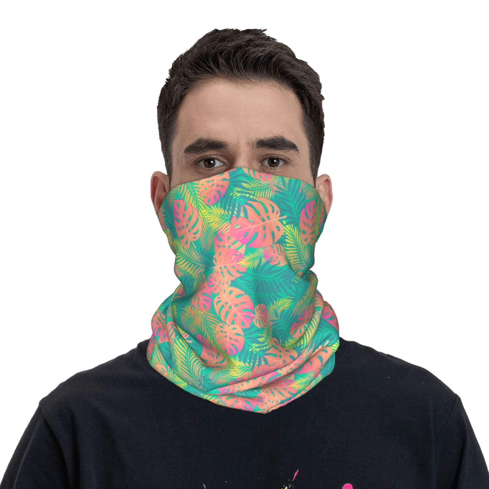 Bandana Neck Gaiter Face Mask - Colorful Palm Leaves Breathable Soft ...