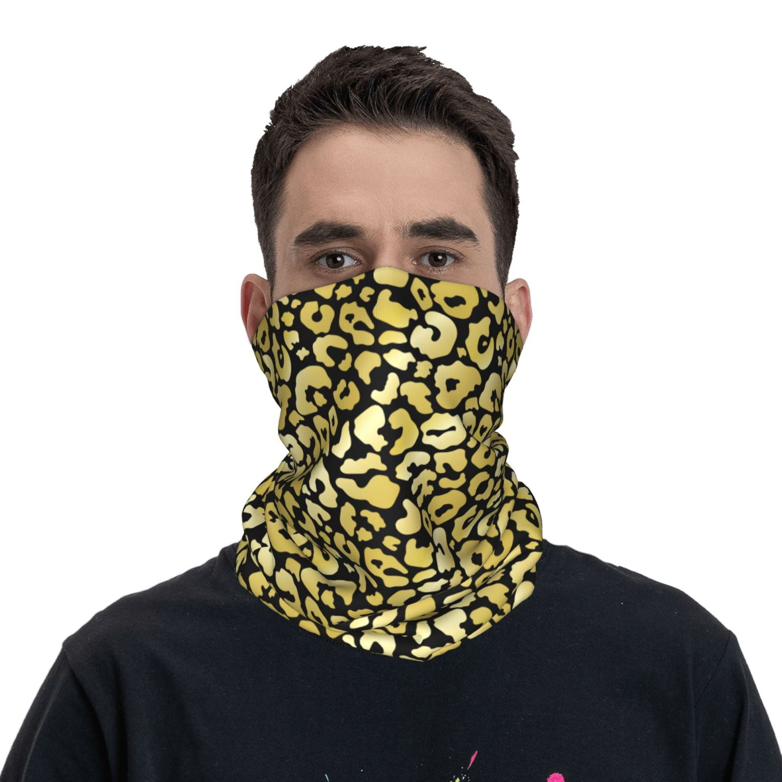 Bandana Neck Gaiter Face Mask Trendy golden leopard cool Soft