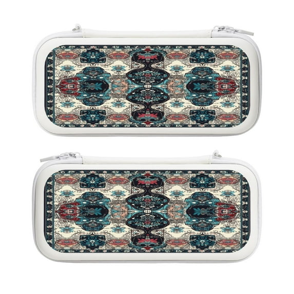 Bandana Paisley (2), Carrying Case For Nintendo Switch & OLED Version, Eva Lightweight Shockproof Protective Pouch Case for Game Console & Accessories with 10 Game Card Slot & Wristband, White
