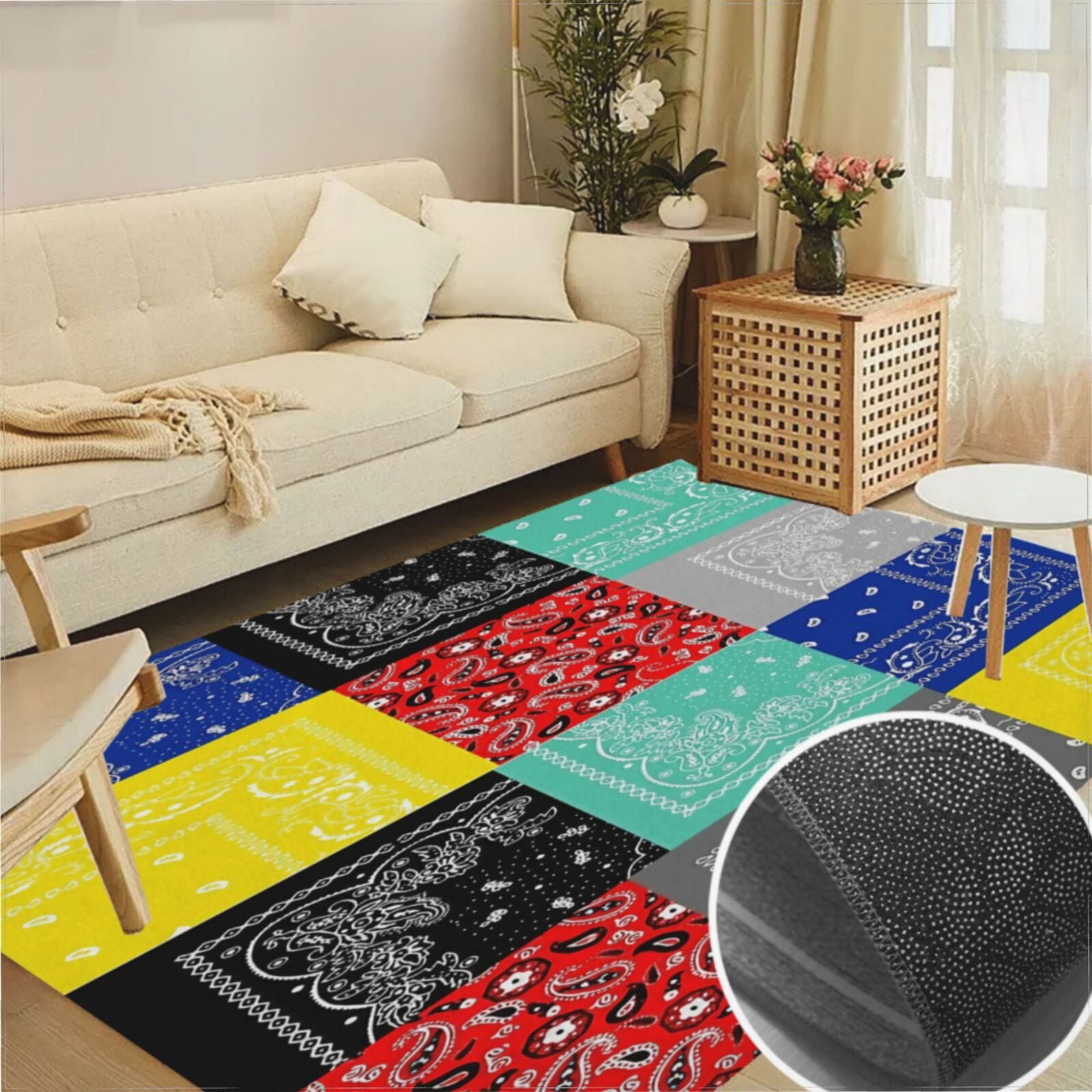 Bandana Paisley Patchwork Pattern Adult Home Decor Bedroom Living Room ...