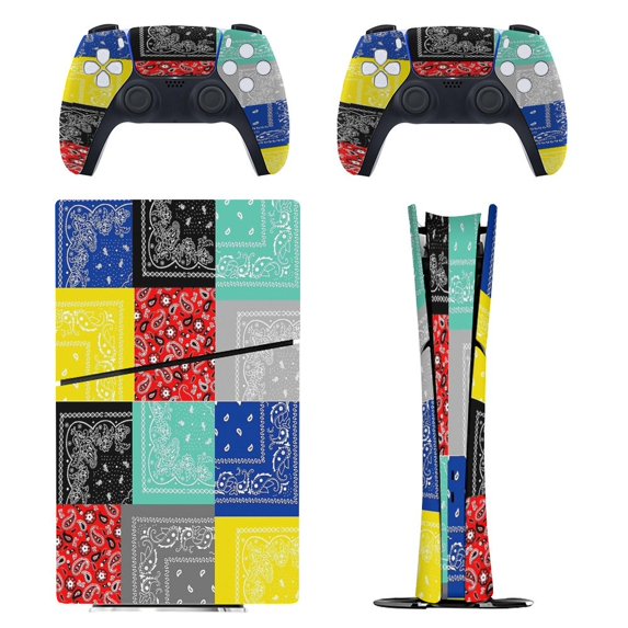 Designed Ps5 Pattern Bandana Paisley Patchwork Pattern PS5/PS5 Pro/PS5 Slim Digital Disc ...