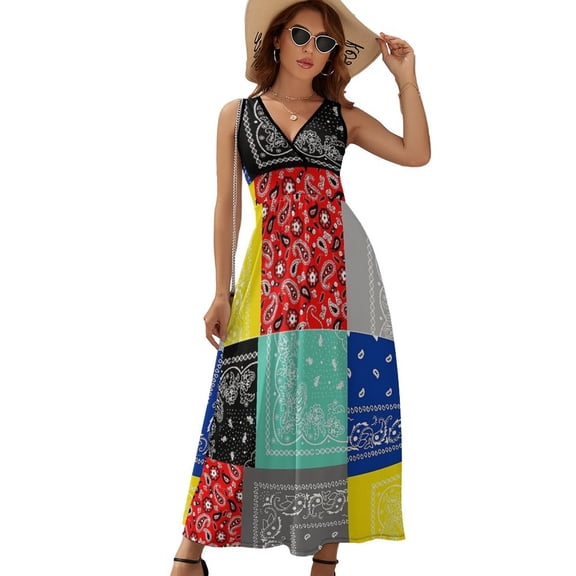 Bandana Paisley Patchwork Pattern Sleeveless Dress Summer Women Clothes Dress for Pregnant Women Dresses