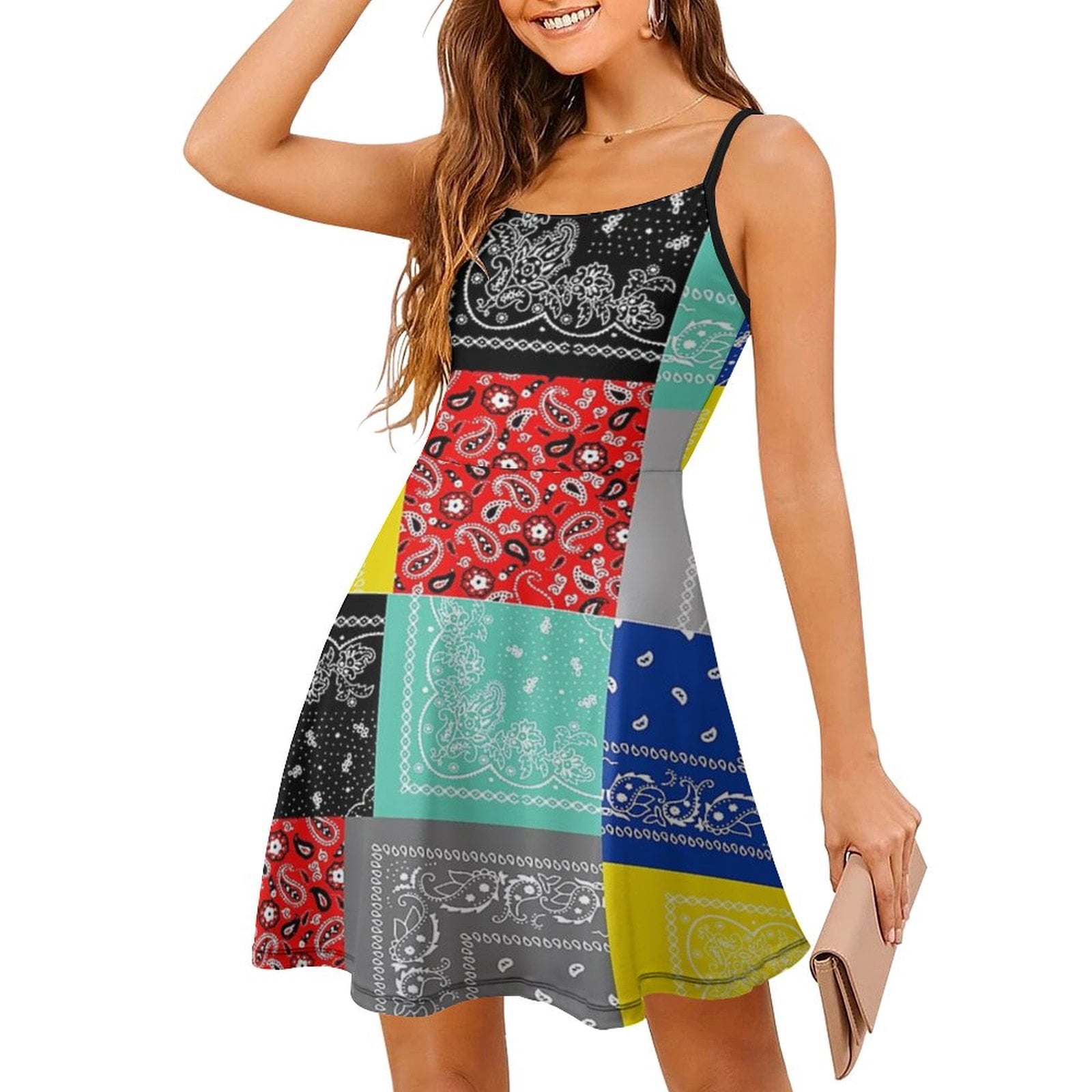 BRALETTE DETAIL SHORT DRESS PATCHWORK PANORAMA