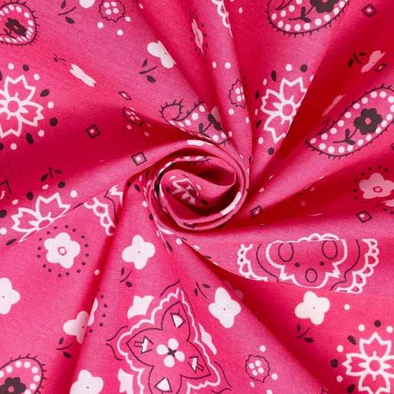 Bandana Paisley Print Cotton Broadcloth 60" Wide Sold By The Yard - Fuchsia