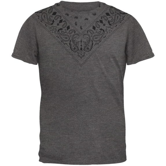Bandana Paisley Yoke Vintage All Over Dark Heather Adult T-Shirt