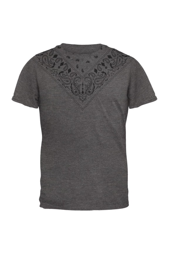 Bandana Paisley Yoke Vintage All Over Dark Heather Adult T-Shirt