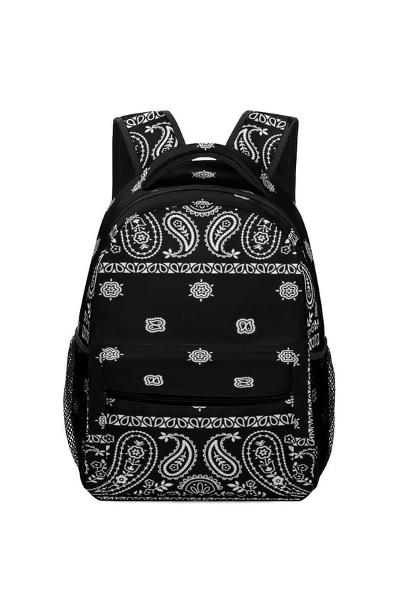 Bandana Pattern Backpack Durable Laptop Canvas BagsBusiness Daypack for Men Women