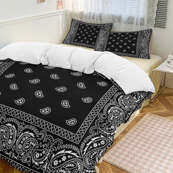Bandana Pattern Bedding Set Duvet Cover Couple Bedclothes Pillowcase Customized Home Textiles Bed Set for Full Size