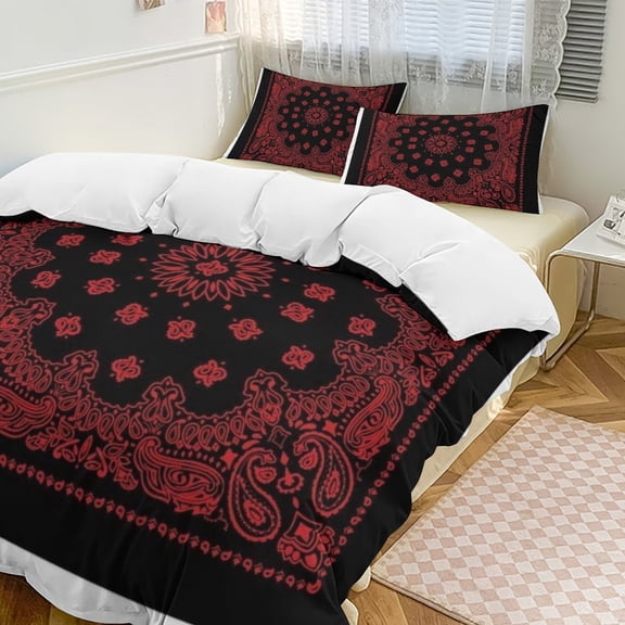 Bandana Pattern Bedding Set Duvet Cover Couple Bedclothes Pillowcase Customized Home Textiles Bed Set for Queen Size