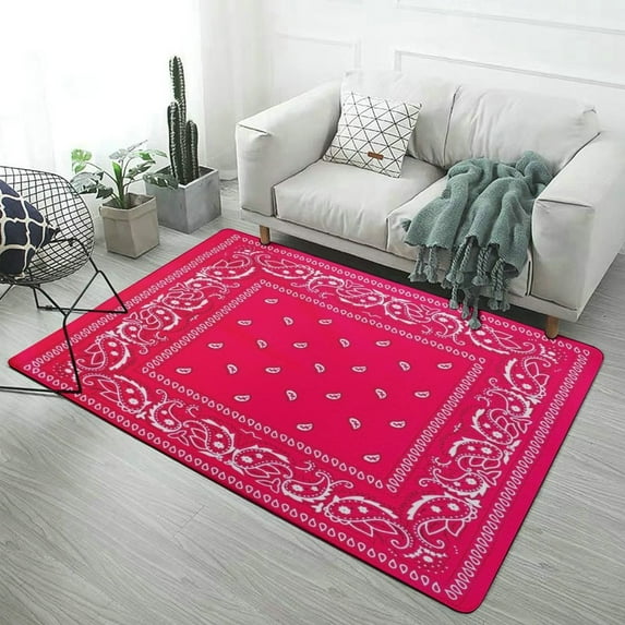 Bandana Pattern Carpet for Home Decoration Soft Comfy Rugs for Bedroom Living Room Bathroom Entrance Non-slip Comfort Mat