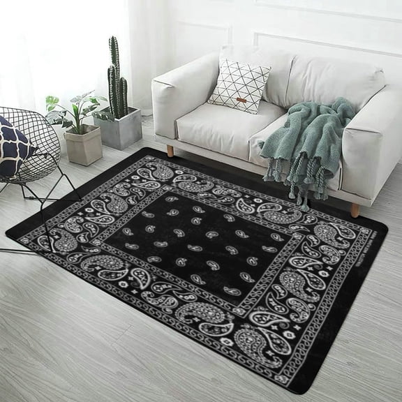 Bandana Pattern Carpet for Home Decoration Soft Comfy Rugs for Bedroom Living Room Bathroom Entrance Non-slip Comfort Mat