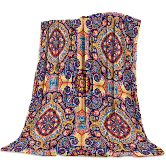 Bandana Pattern Flannel Throw Blanket Ultra Soft Fleece - Portable for Bed Sofa Home Travel