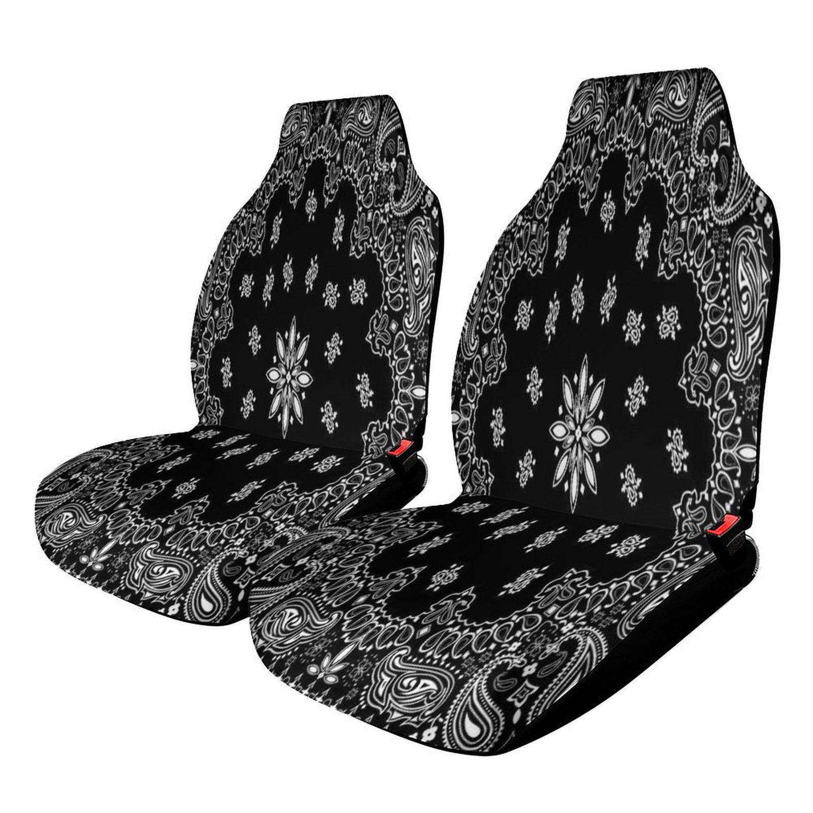 Bandana Pattern Set of 2 Car Seat Covers Seat for Carseats Front Seat Auto Car Interior Accessories Universal 2 Piece