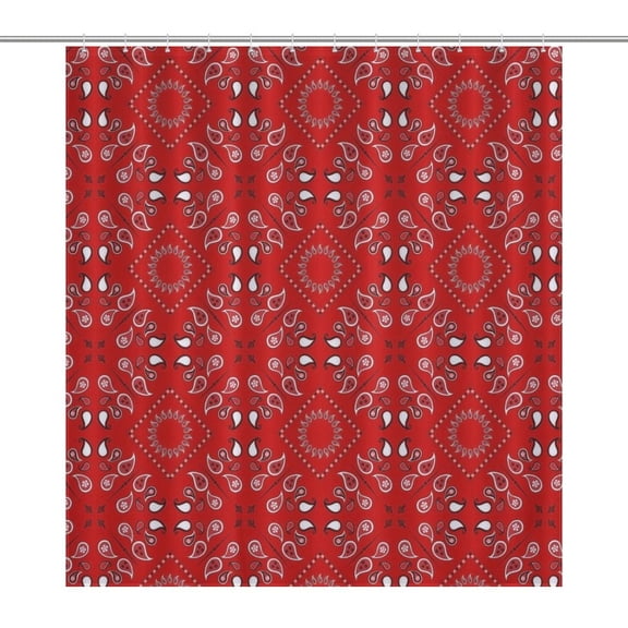Bandana Pattern Shower Curtain Modern Home Bathroom Bathtub Decor Waterproof Fabric with Hooks