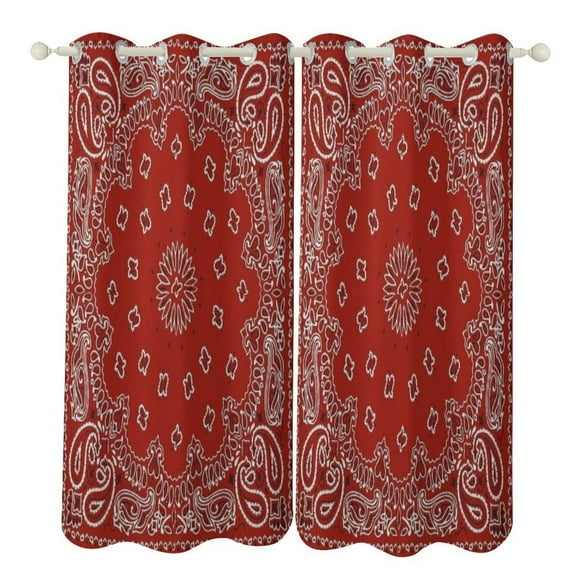 Bandana Pattern Study Room Living Kitchen Bedroom For Blackout Curtain Printed 2 Panels