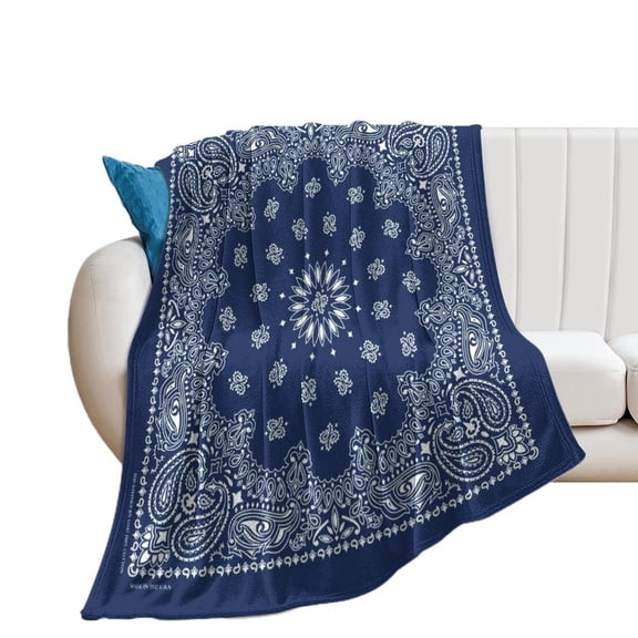 Bandana Pattern Throw Blanket Warm Microfiber Flannel Bedroom Decor Blankets For Beds