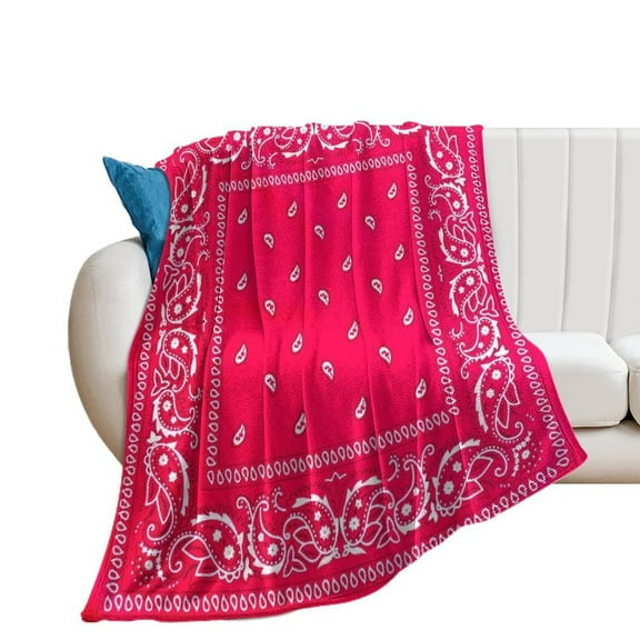 Bandana Pattern Throw Blanket Warm Microfiber Flannel Bedroom Decor Blankets For Beds