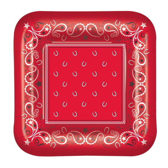 Bandana Plates 9" Square-Shaped - 12 Pack(8 Per Package)