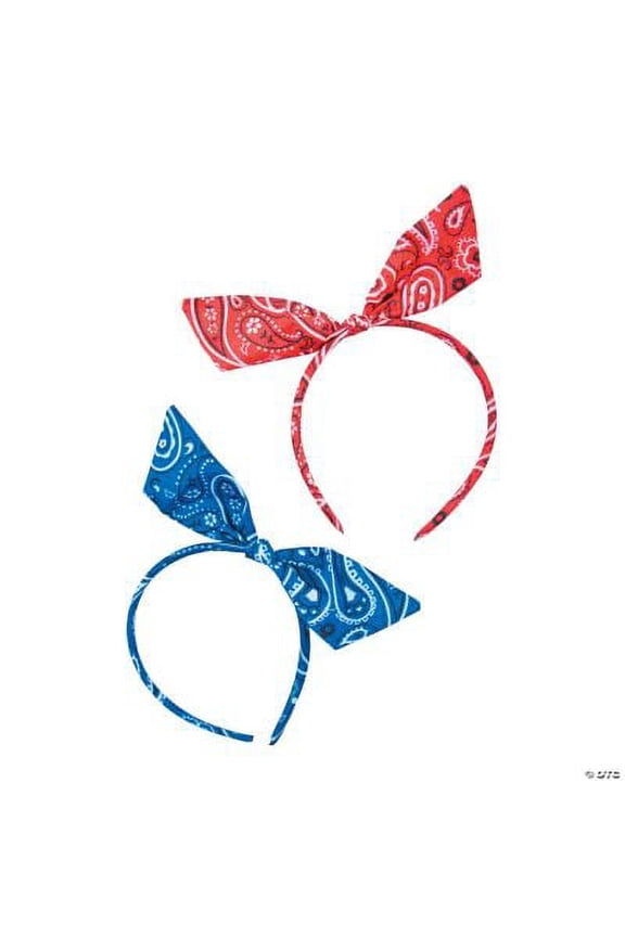 Bandana Print Bow Headband - Apparel Accessories - 6 Pieces