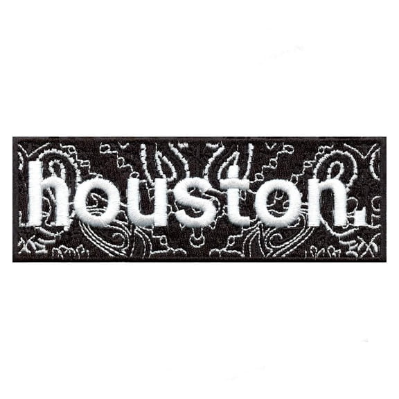 Bandana Print Houston Box Logo Embroidered Iron On Patch - EXCLUSIVE