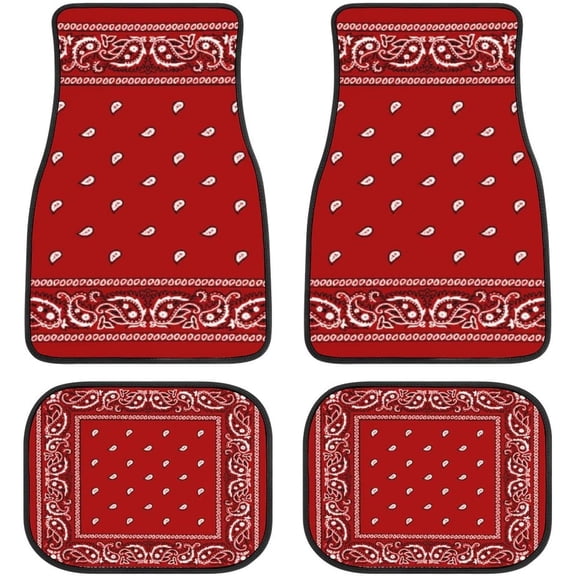 Bandana Red 4 Pieces Car Floor Mats Car Carpets Full Sets Universal Fit for SUV, Vans, Sedans, Trucks All Weather Protection Auto Foot Carpet