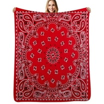 Bandana - Red Art Flannel Blanket Warm Soft Bedding Throws Winter Camping Chair Sofa Bed