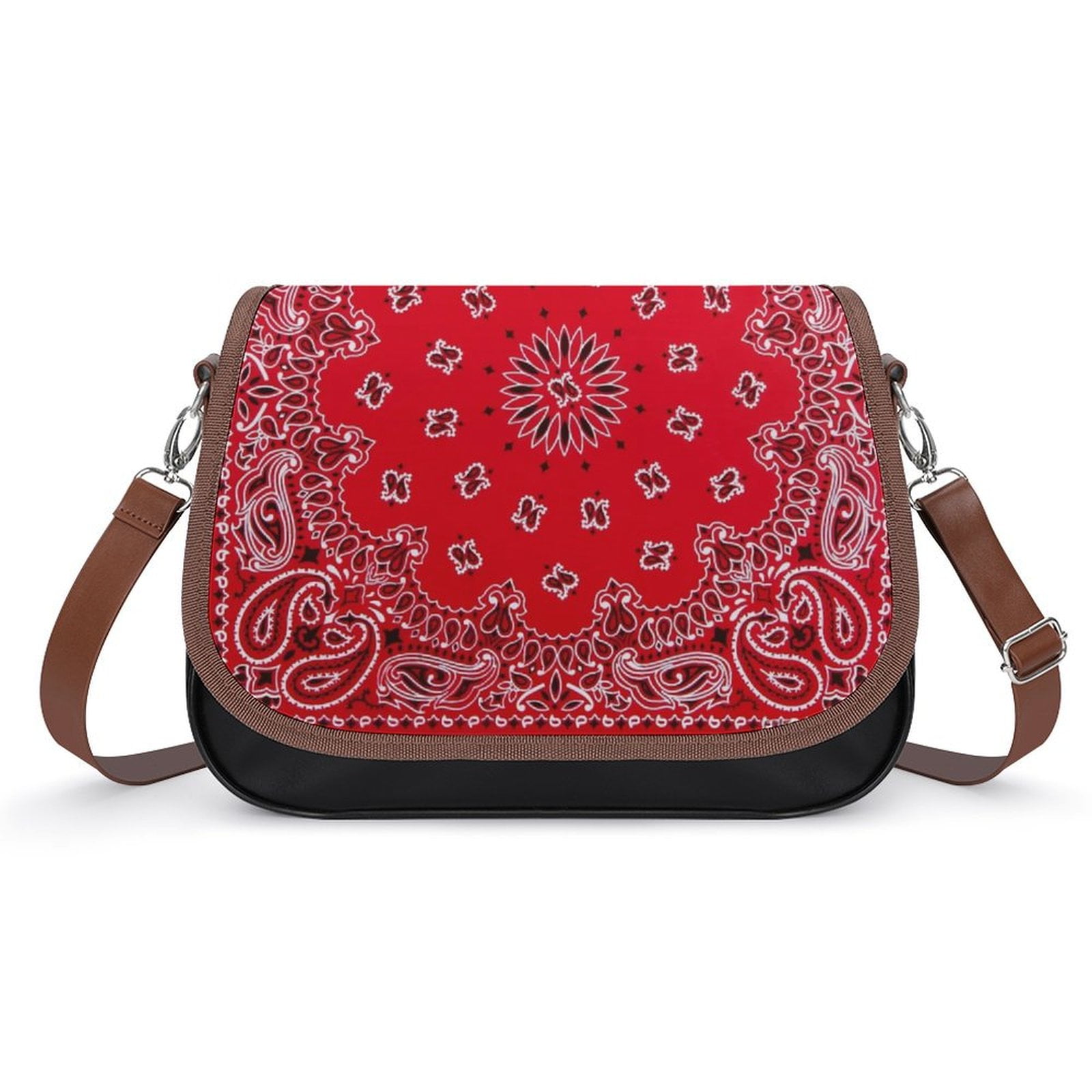 Bandana - Red Art Vintage Crossbody Bag for Women Medium Leather Hobo