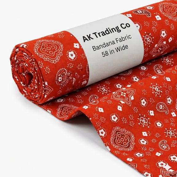 AK-Trading Co Poly Cotton Bandana Fabric 58 Inch Wide by The Yard, Red