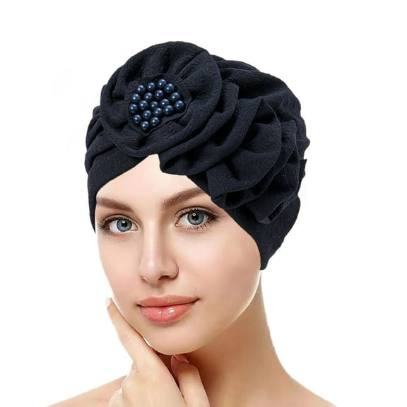 Bandana Scarf, Blue Women's Eid Al Fitr Season Flower Solid Color Wrinkled Headscarf Hat, Bandanas for Women, One Size, Bandana Headband, Bandana Headbands for Women