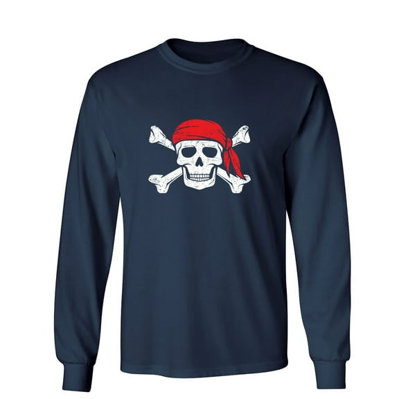 Bandana Skull Sarcastic Humor Novelty Men's Long Sleeve Shirts