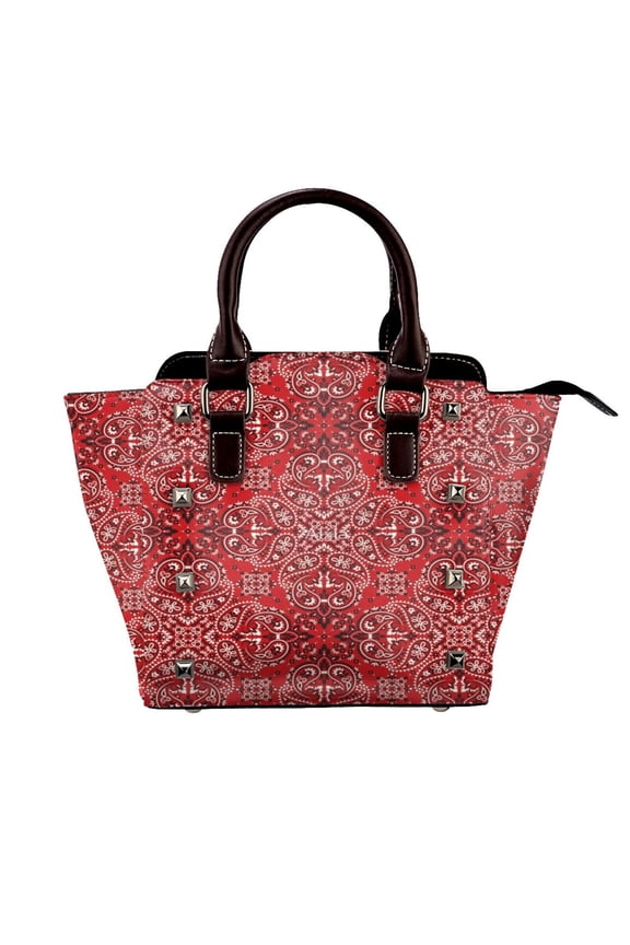 Bandana Style Print Rivet Fashion One-Shoulder Women's Handbag Tote Bag