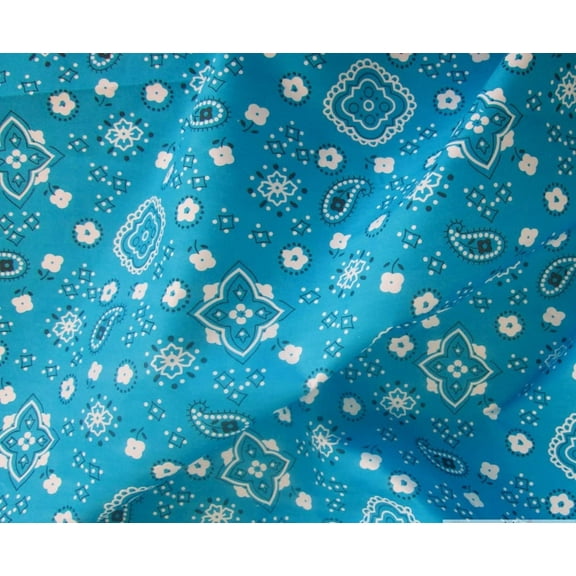 Bandana TURQUOISE BLUE Poly Cotton 58 Inch Wide Fabric by The Yard