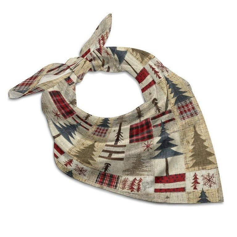 Bandana for Women Rustic Plaid Forest Lodge Soft Simulated Silk