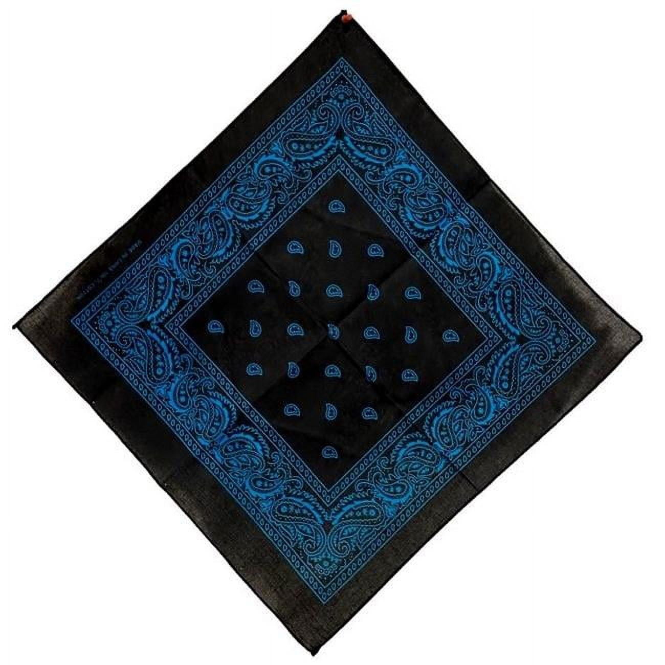 Bandana with Paisley Design, Black & Turquoise - Case of 60