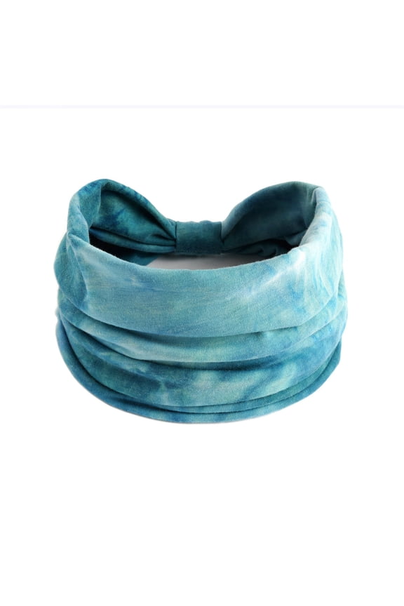 Bandanas for Women Women's Tie Dye Rainbow Wide Yoga Sports Sweatband Head Scarf for Women Blue One Size