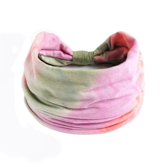 Bandanas for Women Women's Tie Dye Rainbow Wide Yoga Sports Sweatband Head Scarf for Women Pink One Size