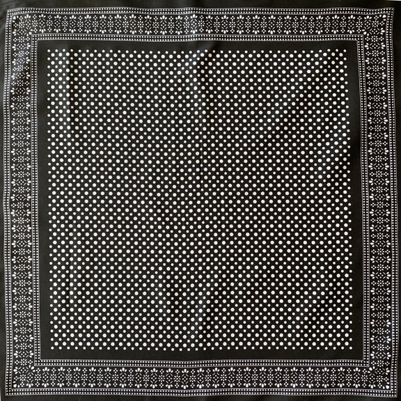 Bandanna 12 Pack - Polyester Blend Multi-Purpose Bandanna Head Wrap, Dots Black, 12 Pieces