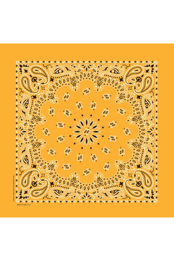 Bandanna Co Paisley, Gold, 22" x 22" (6-PACK)