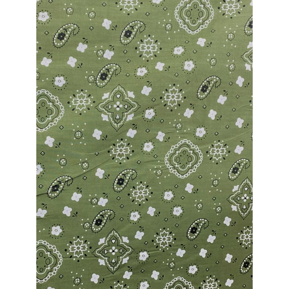 Bandanna Print Broadcloth, 60" Wide, Sells by the Yard from Sal Tex Fabrics, Olive