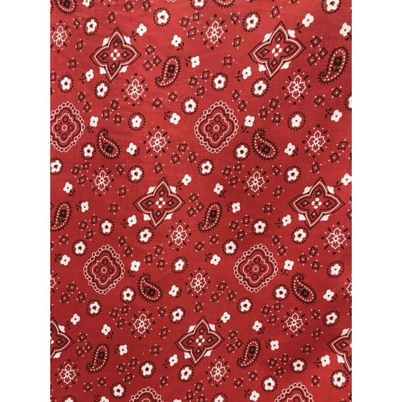 Bandanna Print Broadcloth, 60" Wide, Sells by the Yard from Sal Tex Fabrics, Red