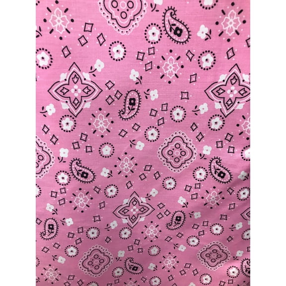 Bandanna Print Broadcloth, 60" wide, Sells by the yard, Many Colors Available, Lt. Pink