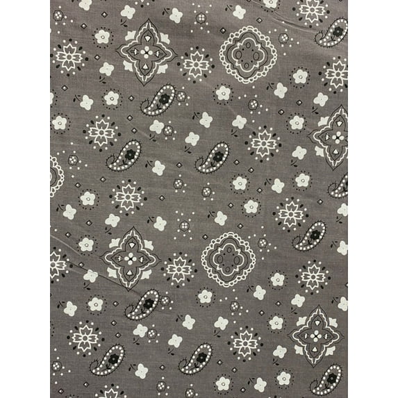 Bandanna Print Broadcloth, Sells by the Yard from Sal Tex Fabrics, Gray