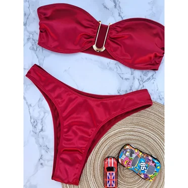 Bandeau Bikini Swimsuit Women 2024 Two-piece Swimwear Thong Bikinis Sets Female Bathing Suit Push Up Monokini Beach Wear Biquini